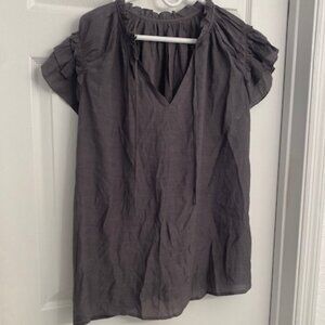 Gray women blouse with ruffle sleeves NWOT  Size XL